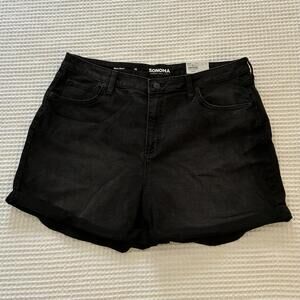 Sonoma Women's Black Denim Jean 'Mom' Shorts - High Rise - Size 18 - NWT